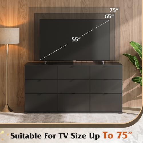 WLIVE Wood Dresser with 5 Drawers, Black Wooden Storage Cabinet, Organizer Drawers for Bedroom, Living Room, Hallway, Measuring 15.75" W * 31.50" D * 45.35" H ﻿