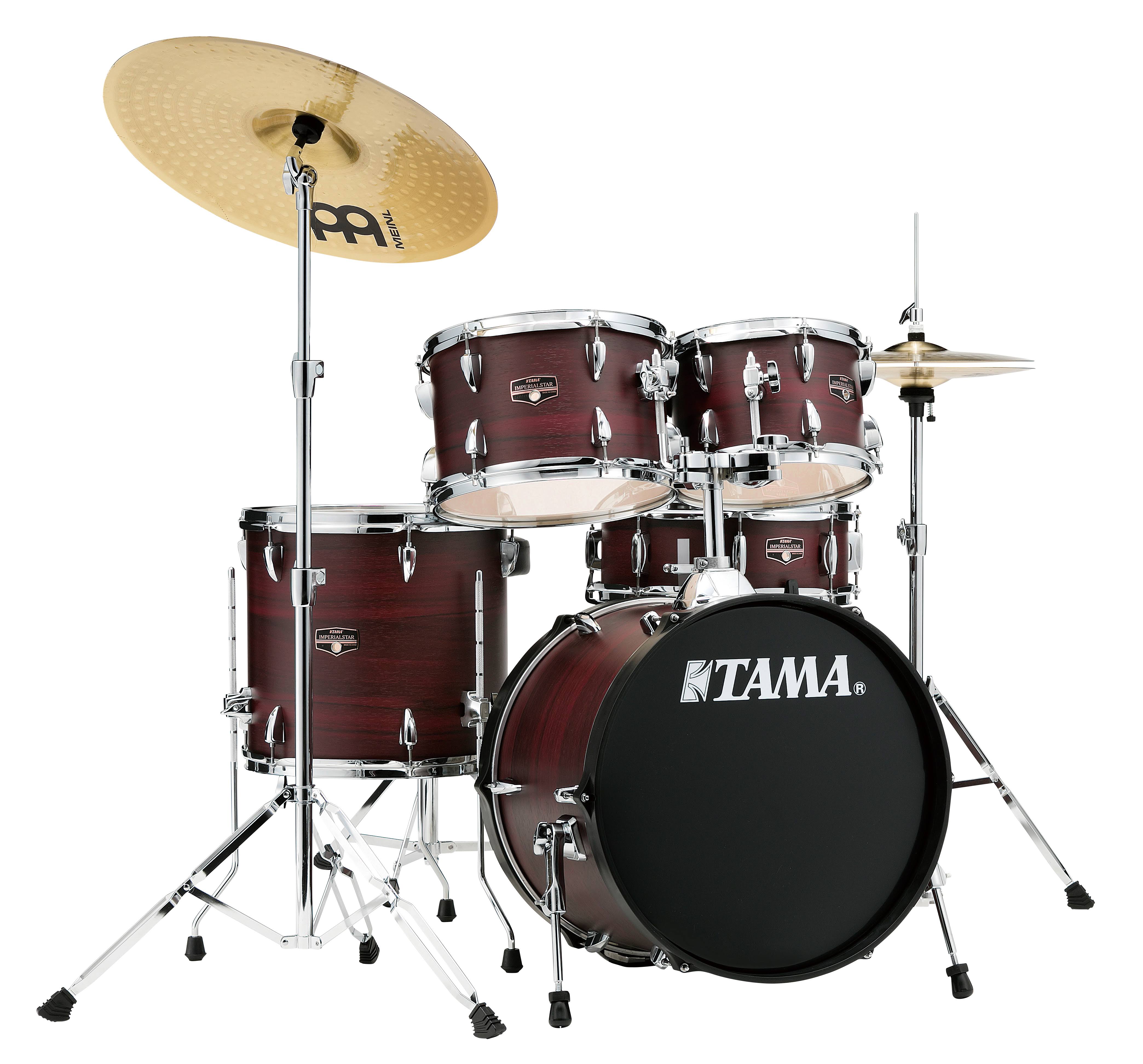 Tama Imperialstar 5-Piece Complete Drum Set with 18 in. Bass Drum and Meinl HCS Cymbals Burgundy Walnut Wrap