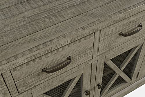Jofran Telluride Rustic Distressed Pine 70" Four Drawer Sideboard Buffet Server, Server Only, Driftwood Grey