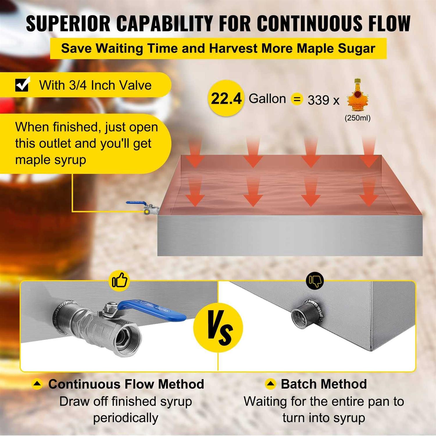 VEVOR Maple Syrup Evaporator Pan 30x16x9.5 Inch Stainless Steel Maple Syrup Boiling Pan with Valve for Boiling Maple Syrup - Shop Hardware Tools Online Store