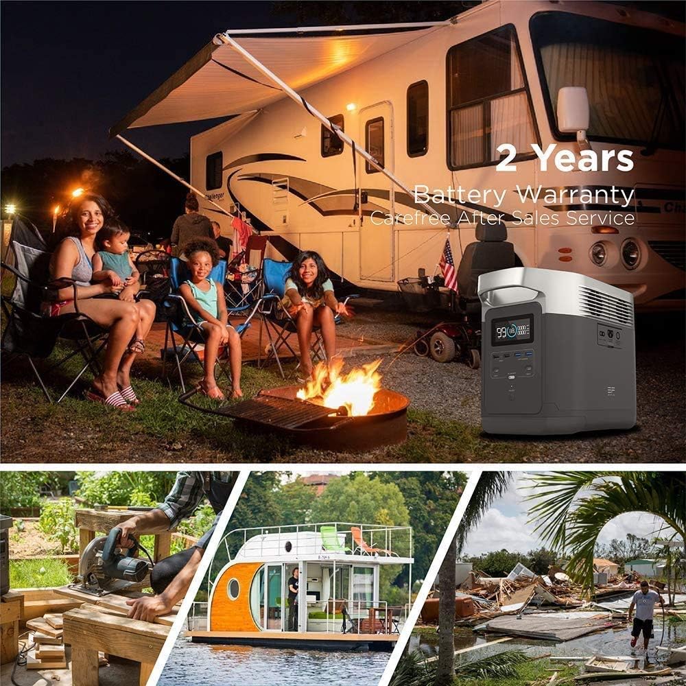 EF ECOFLOW EFDELTA 1260Wh Solar Generator with 2 110W Solar Panel , 6 1800W (3300W Surge) AC Outlets, Portable Power Station for Outdoors Camping RV Hunting Emergency