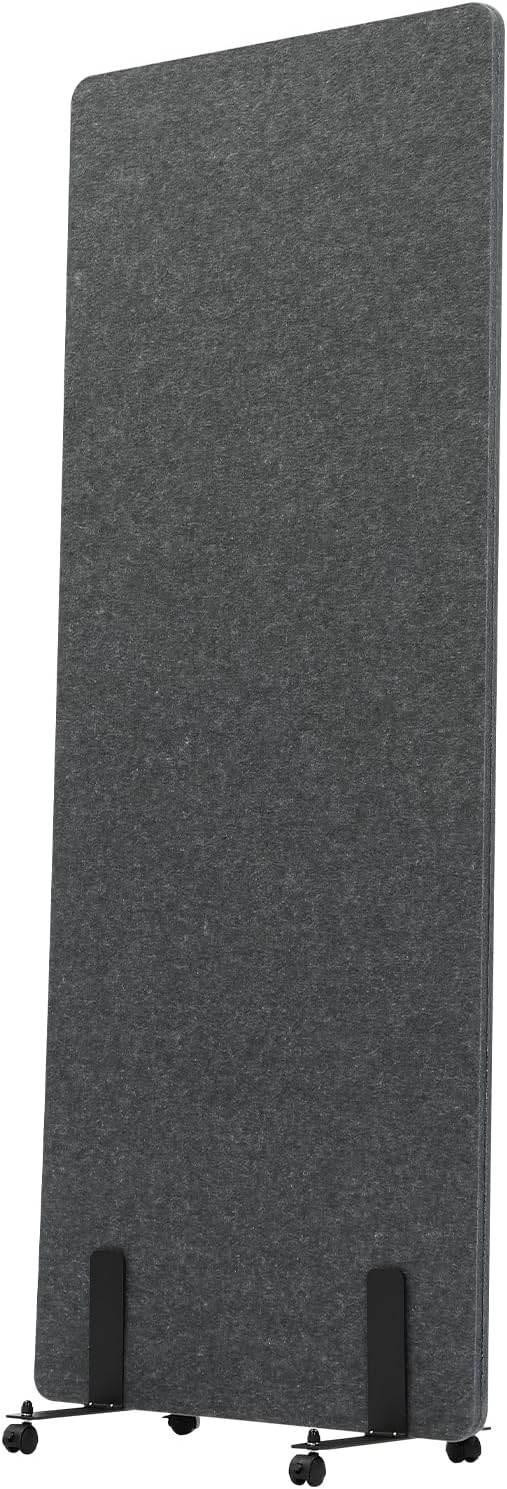 Freestanding 24" x 66" Noise Reducing Acoustic Room Wall Cubicle Divider Office Partition Stand-Alone Panel,Dark Gray