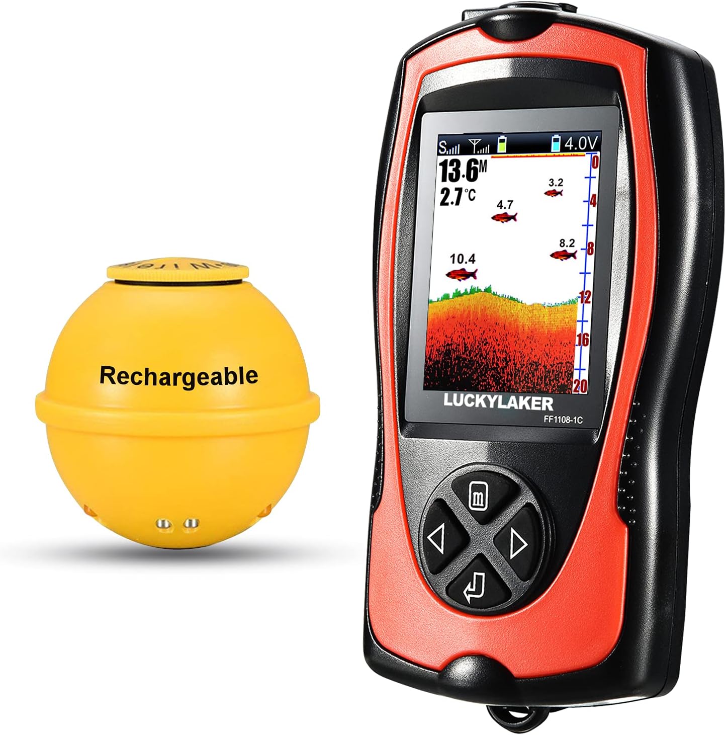 LUCKYLAKER Sonar Kayak Fish Finder Portable Water Handheld Depth Finder Boat Transducer Wireless Fish Finders Sea LCD Screen Fishing Pack of 2