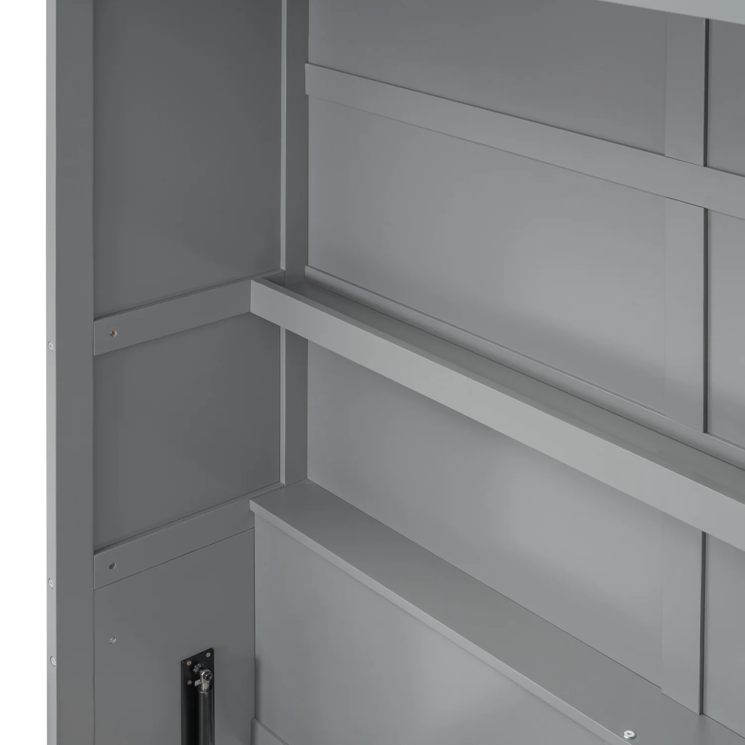 Churanty Queen Size Murphy Bed with Shelves, Foldable Wall Bedframe w/Flexible Slats Support, Space-Saving Design, Can Be Folded Into Cabinet, Gray