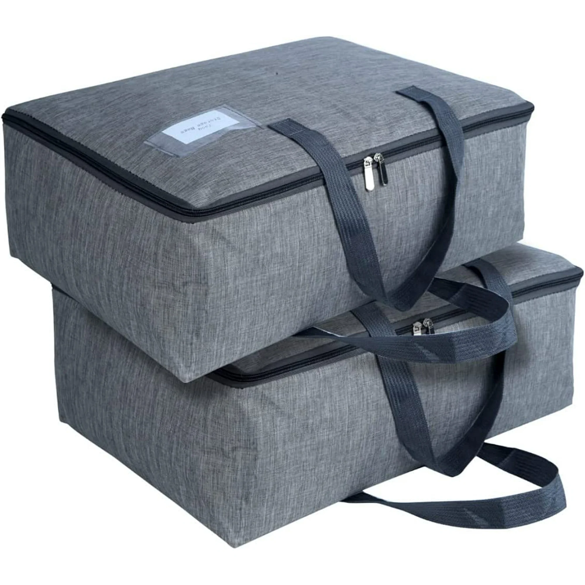 2 Pack Large Moisture-Proof Storage Moving Travel Bag for Comforter Pillow Blanket Quilt Bedding Clothes/Water-Resistant Linen Fabric/Storage Container for Closet Under-Bed