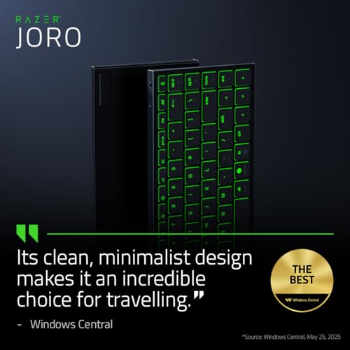 Razer Joro Portable Wireless Gaming Keyboard: Thin, Light, Compact - Chroma RGB - Low Profile Switches - Bluetooth - Long Battery Life - Snap Tap - For PC & Mac Laptops, Steam Deck, Smartphone, Tablet