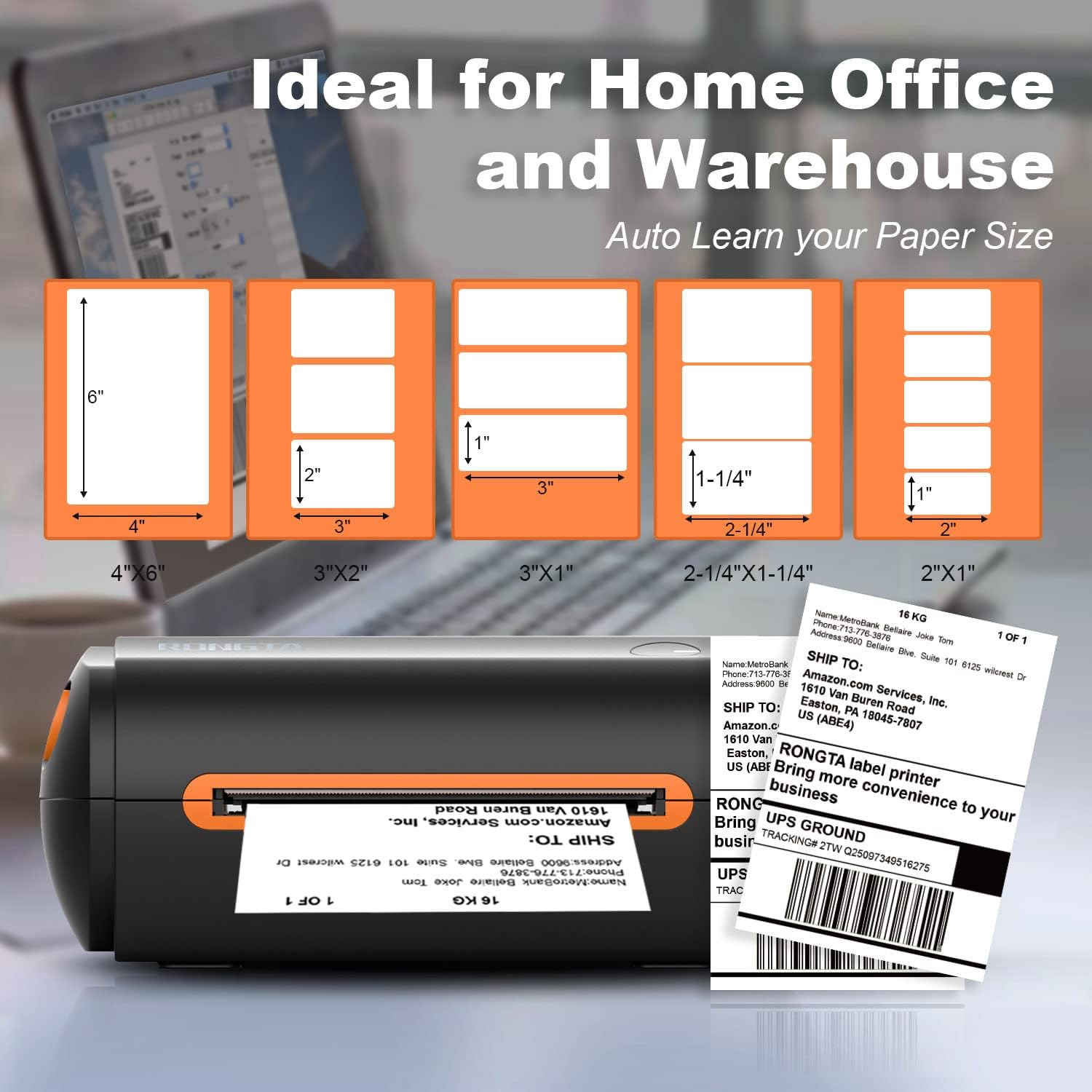Rongta Shipping Label Printer, 4x6 Direct Thermal Label Printer for Shipping Packages, Commercial Label Maker for Home Business, Compatible with Etsy, Shopify, Ebay, Amazon, FedEx, RP422