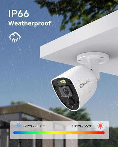 SWANN 1080P Video 8 Channel DVR Security Camera System, 1TB Hard Drive, 4 Indoor/Outdoor Cameras with Audio, Wired CCTV Home Surveillance, Color Night Vision, SwannForce LED Lights & Sirens, 846804SL