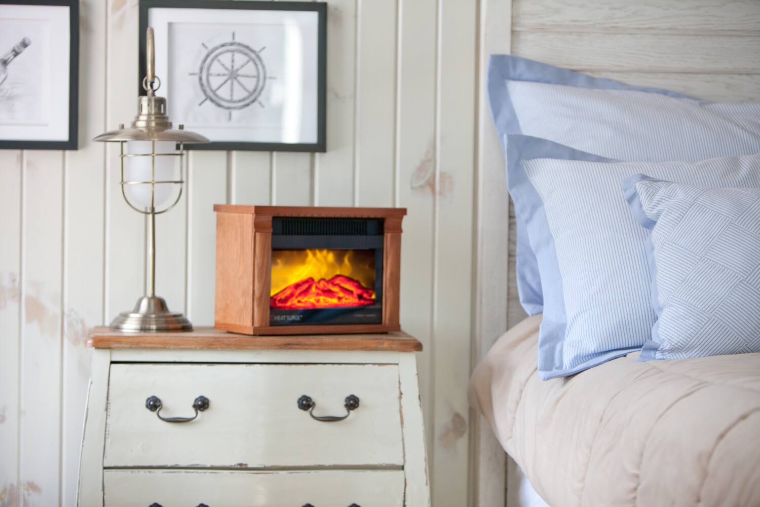 Heat Surge Mini Glo Portable Electric Fireplace Heater, Remote Control
