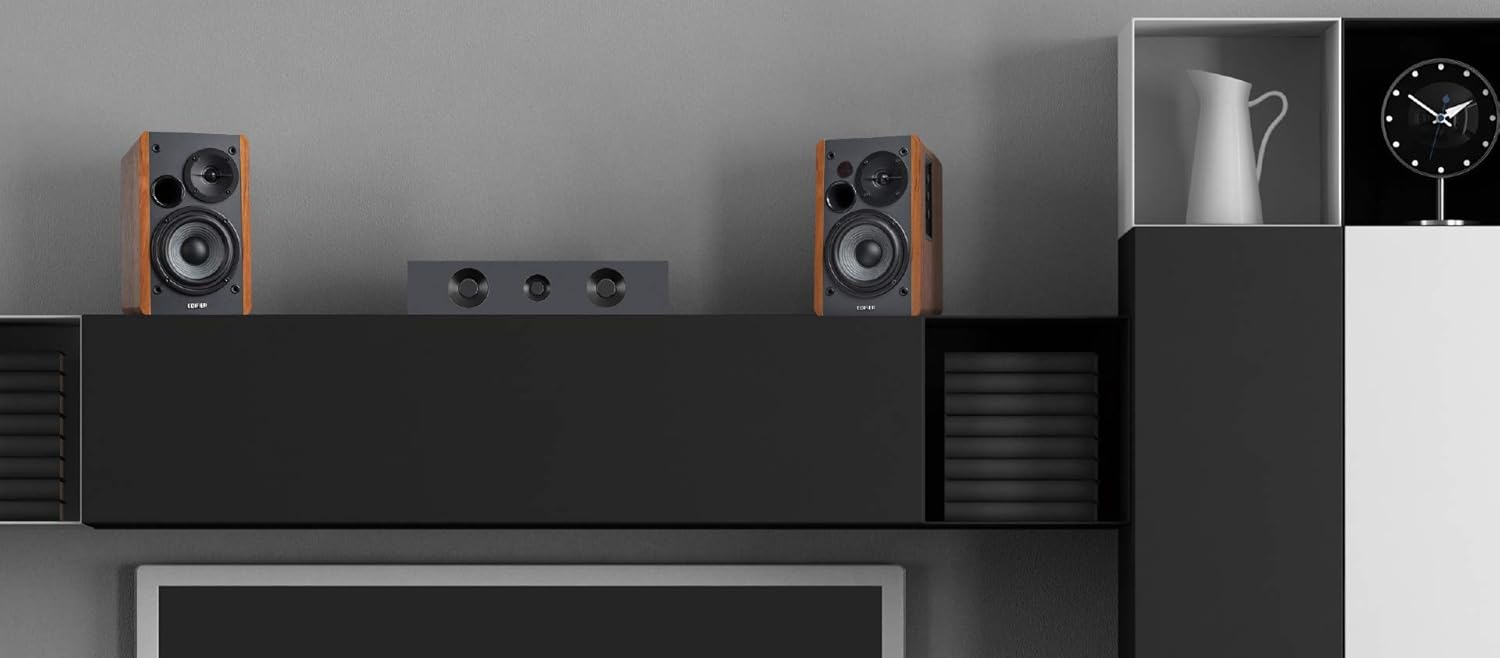 Edifier R1280Ts Powered Bookshelf Speakers - 2.0 Stereo Active Near Field Monitors - Studio Monitor Speaker - 42 Watts RMS with Subwoofer Line Out - Wooden Enclosure