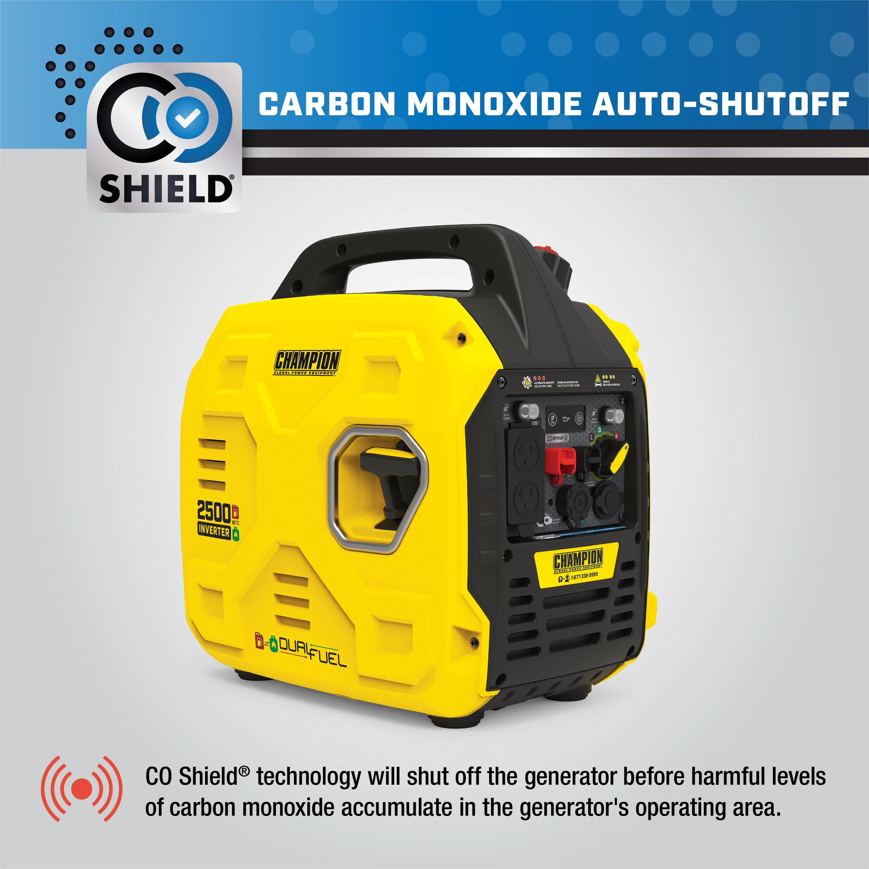 Champion Power Equipment 2500-Watt Ultralight Portable Dual Fuel Inverter Generator with CO Shield