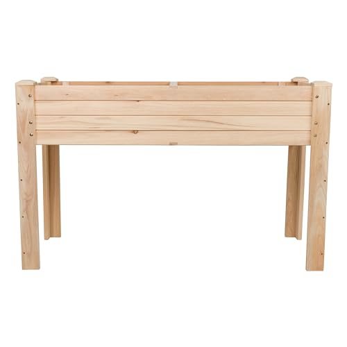 Shine Company 48x22x30in Raised Garden Bed, Elevated Wood Planter Box Stand with Legs for Backyard, Patio, Balcony with Liner for Vegetables, Flowers, or Herbs