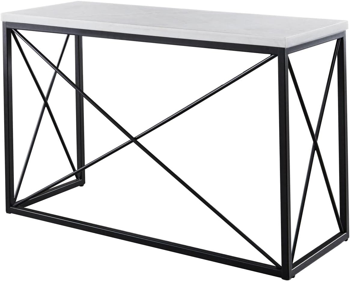 Steve Silver Skyler White Marble Top Rectangle Sofa Table