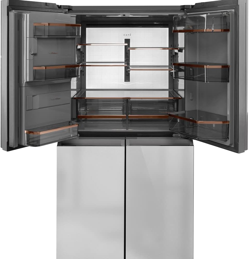 GE CQE28DM5NS5 Cafe 27.4 CU.FT. Quad-Door Smart Refrigerator and Freezer Bundle with Premium 3 YR CPS Enhanced Protection Pack