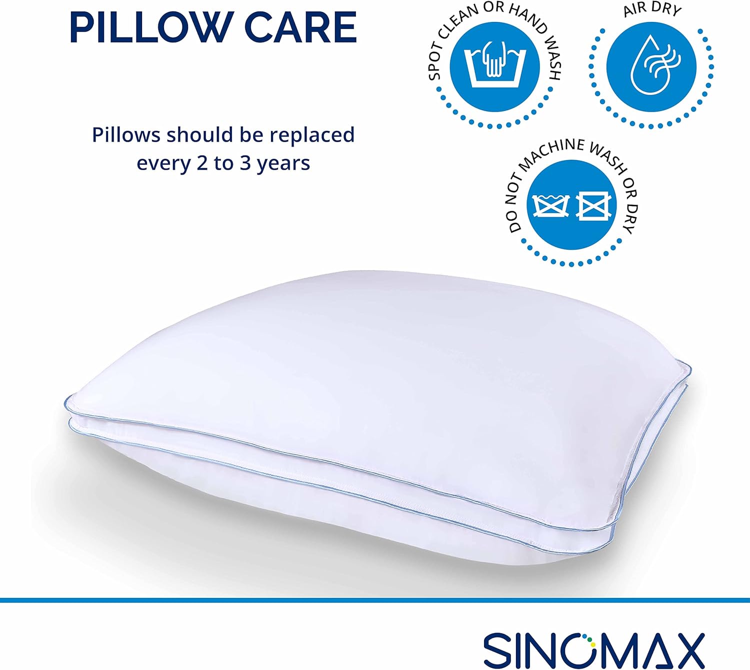 SINOMAX Hybrid Memory Foam Pillow | Ergonomic Medium Firm Pillow for Side and Back Sleepers | with Breathable Hypoallergenic Pillowcase | 24 x 16 inches