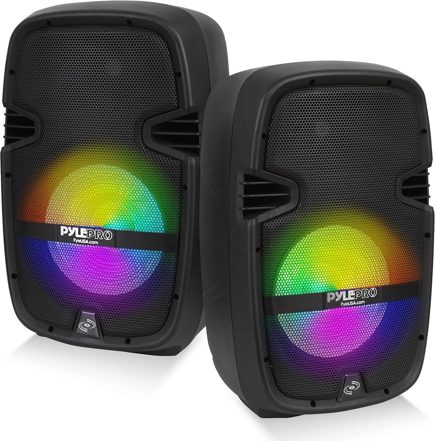 PA Speaker DJ Mixer Bundle - Portable Wireless Bluetooth Sound System w/ USB SD XLR 1/4 RCA Inputs, LED Lights - Dual Speaker, Mixer, Microphone, Stand, Cable - Home/Outdoor- Pyle PPHP210AMX,Black