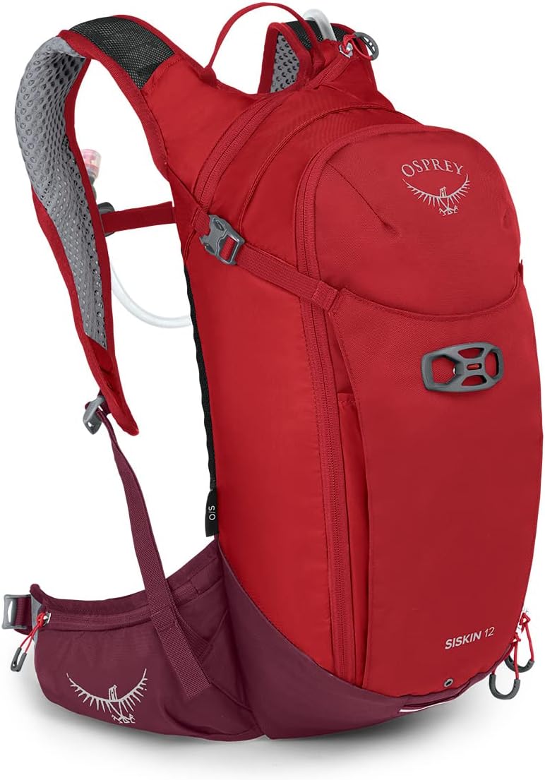 Osprey Siskin 12L Men's Biking Backpack with Hydraulics Reservoir, Ultimate Red