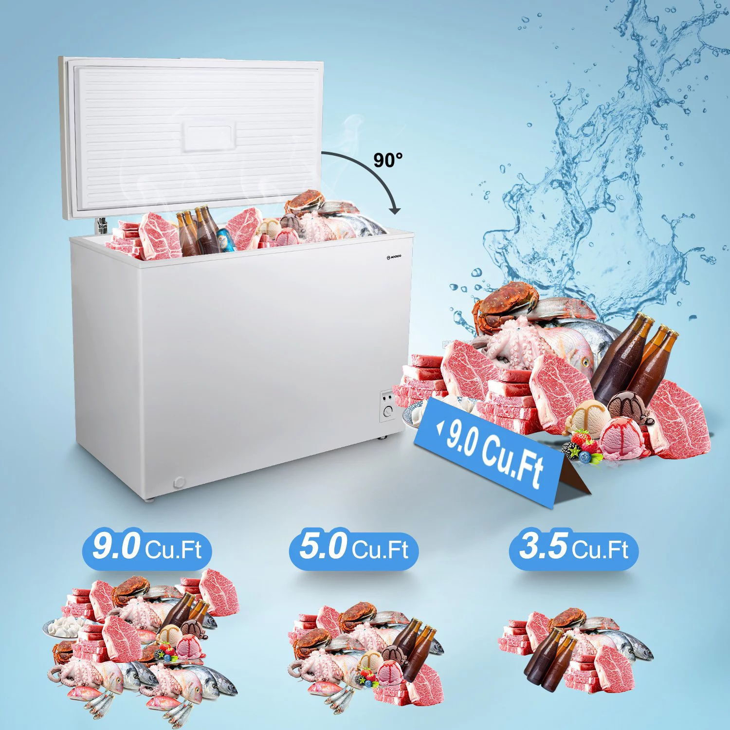 Chest Freezer MOOSOO 7.0 Cu ft Deep Freezer Chest Freezer with Energy Saving and Low-Noise, MD07, White