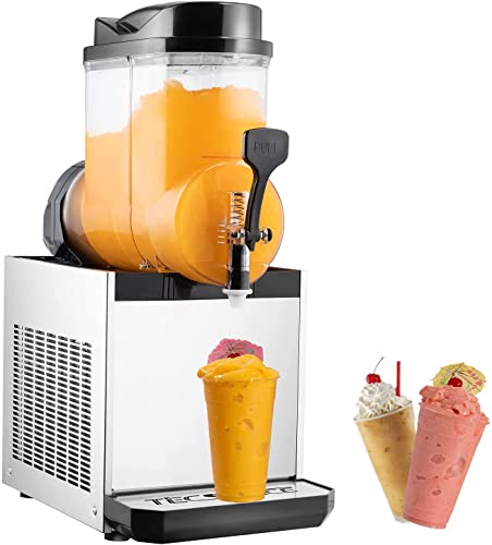 TECSPACE 110V Commercial Slushy Machine,15/30/45L Stainless Steel Margarita Smoothie Frozen Drink Maker for Ice Juice Tea Coffee Making, Sliver (2 Tan