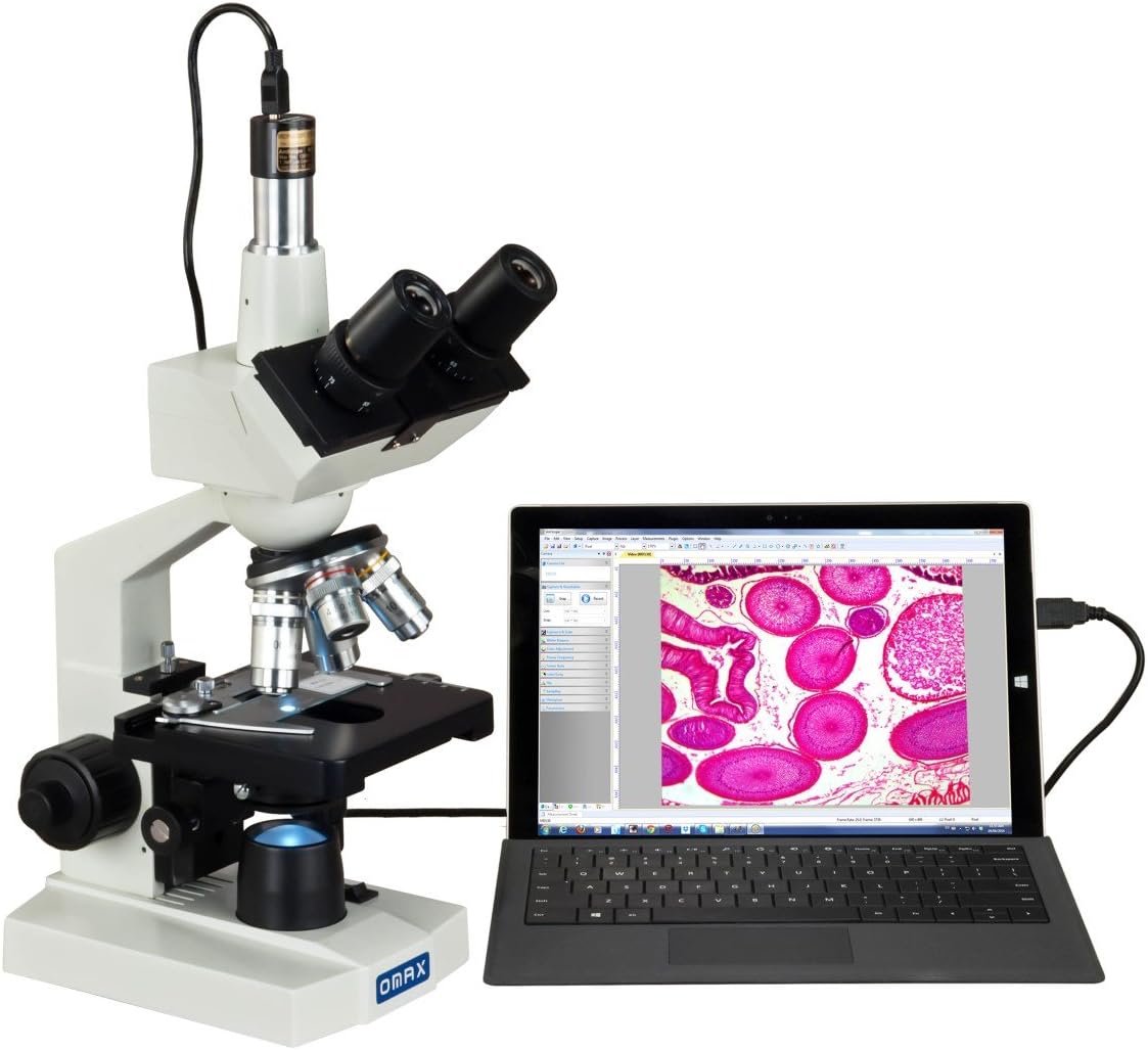 OMAX 40X-2000X Lab Trinocular Compound LED Microscope with 1.3MP Camera