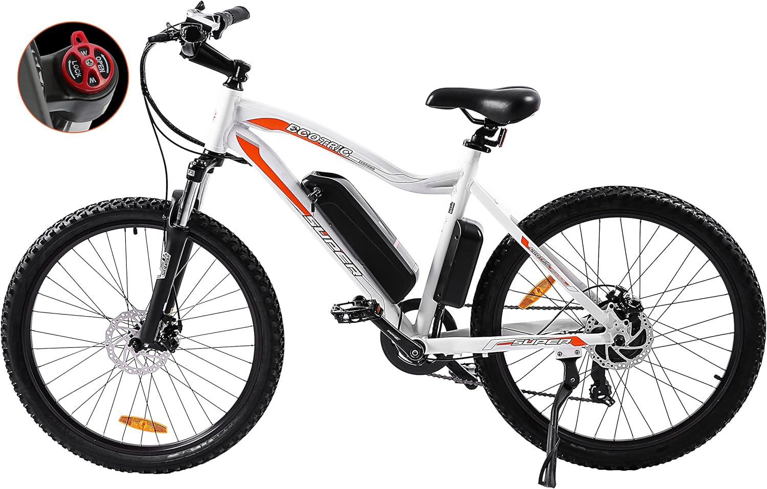 ECOTRIC UL Certified 500W Electric Bike 26" Adult Electric Bicycles 36V 12.5AH Removable Lithium Battery Ebike with Suspension Fork Aluminium Frame Beach Snow Mountain E-Bike for Adults