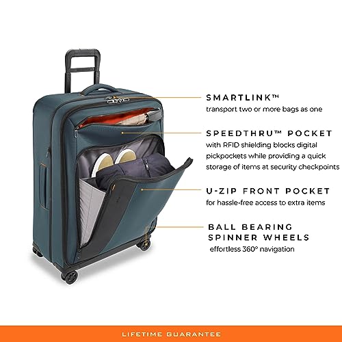 Briggs & Riley Domestic 22" Carry On Expandable Spinner - Luggage for Travel, Suitcases with Wheels, Softside Rolling Bag for Men & Women, Self-Repairing Zipper - ZDX Collection, Hunter