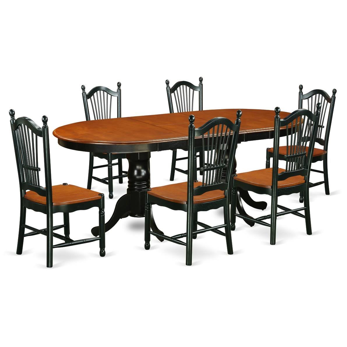 East West Furniture Pldo7-bch-w Dining Set 7 Pieces Black/Cherry