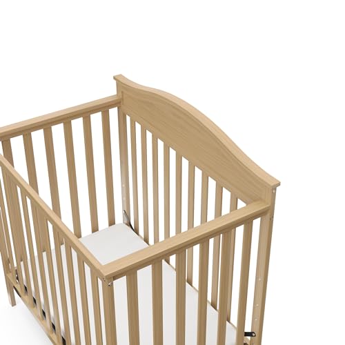 Graco Stella 4-in-1 Convertible Mini Crib with Bonus Mattress (Driftwood) – Includes Bonus 2.50 Inch Thick Mattress with Water-Resistant Cover, Converts to Twin Bed with Headboard and Footboard