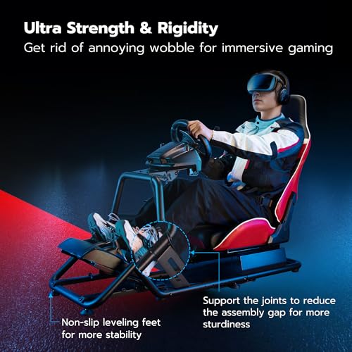 ARES WING Racing Simulator Cockpit with Monitor Mount and Seat, Formula and GT Sim Racing Cockpit Compatible with Fanatec, Thrustmaster, Logitech, Moza Racing Games on PS5, PS4, Xbox and PC