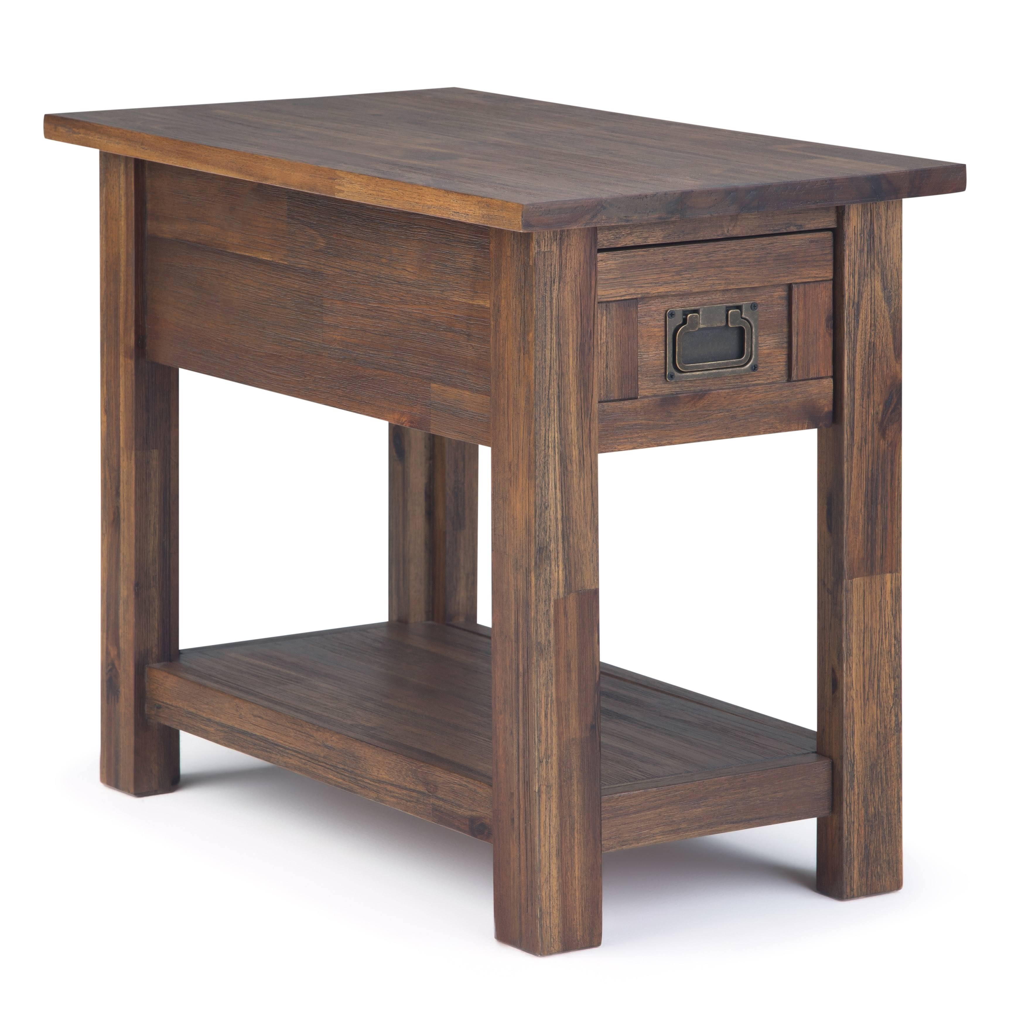Wyndenhall Garret Solid Acacia Wood 14 inch Wide Rectangle Rustic Contemporary Narrow Side Table - 14x22 W x 24x22 D x 20x22 H