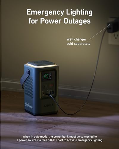 Anker Power Bank Power Station 60,000mAh,Portable Outdoor Generator 87W with Smart Digital Display, Retractable Auto Lighting and SOS Mode, Home Backup(PowerCore Reserve 192Wh) for Travel, Camping