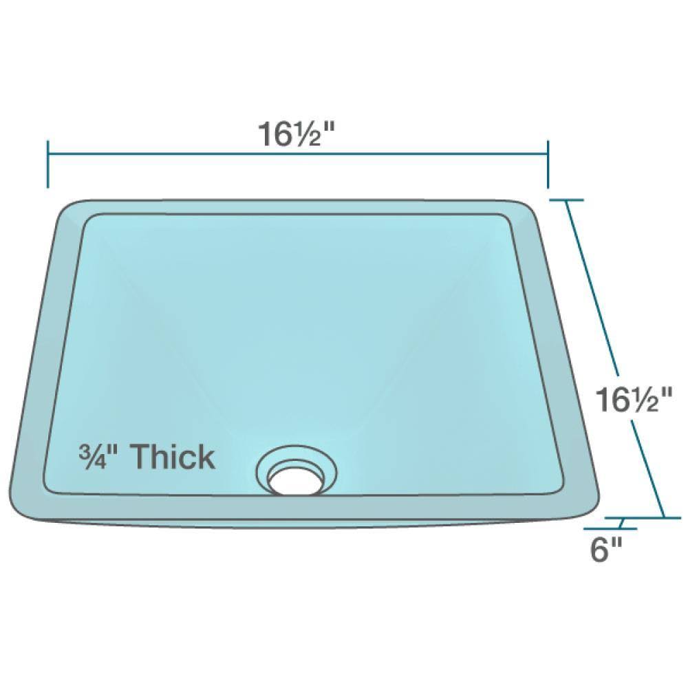 Rene R5-5003-CER-R9-7001 16-1/2x22 Glass Vessel Bathroom Sink with Vessel Faucet Cerulean / Chrome