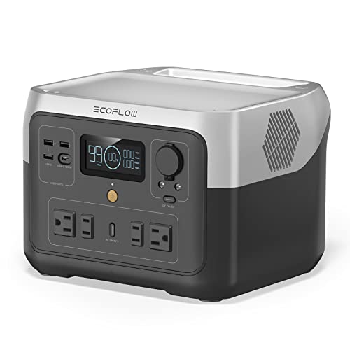 EF ECOFLOW Portable Power Station RIVER 2 Max 500, 499Wh LiFePO4 Battery/ 1 Hour Fast Charging, Up To 1000W Output Solar Generator (Solar Panel Optional) for Outdoor Camping/RVs/Home Use