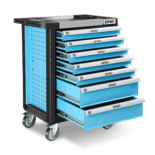 DNA MOTORING 7-Drawer Rolling Tool Cabinet Chest with Keyed Locking System Non-Slip Mat, for Garage Warehouse Workshop, Green, TOOLS-00399