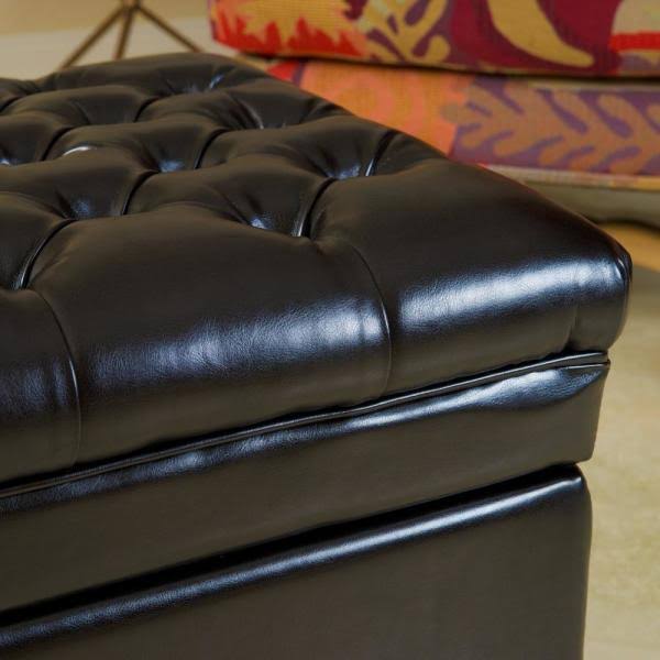 Noble House Hastings Espresso Tufted Storage Ottoman, Brown