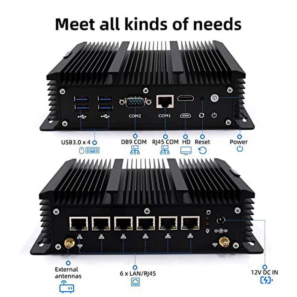 Industrial Mini PC Windows 10 pro, 6 2.5Gbe lan port, Firewall Network Appliance, Core i3 8145U, 16GB DDR4 RAM 512GB SSD, HD, RJ45 COM, DB9 COM, Wifi, USB Protocol, Micro Router PC, SIM Card slot