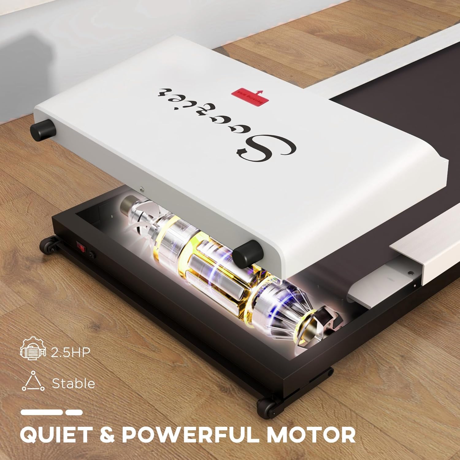 Soozier Under Desk Treadmill, Portable Walking Pad, Walking Jogging Machine with Foldable Wheels, LED Display, Remote Control, 264 lbs Weight Capacity, White