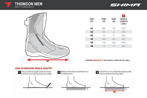 SHIMA THOMSON, Motorcycle Boots for Men - Reinforced Leather Mens Biker Boots with Side Zipper, Ankle Support, Anti-Slip Sole, Gear Shift Handle (Black, 11,5)