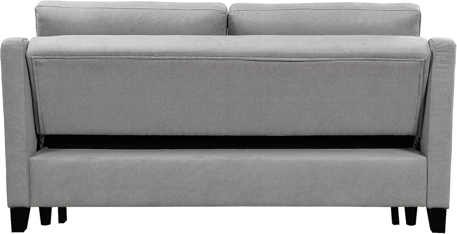 69" 3 in 1 Convertible Queen Sleeper Sofa Bed, Modern Fabric Loveseat Futon Sofa Couch w/Pullout Bed, Small Love Seat Lounge Sofa w/Reclining Backrest, Furniture for Living Room, Light Gray