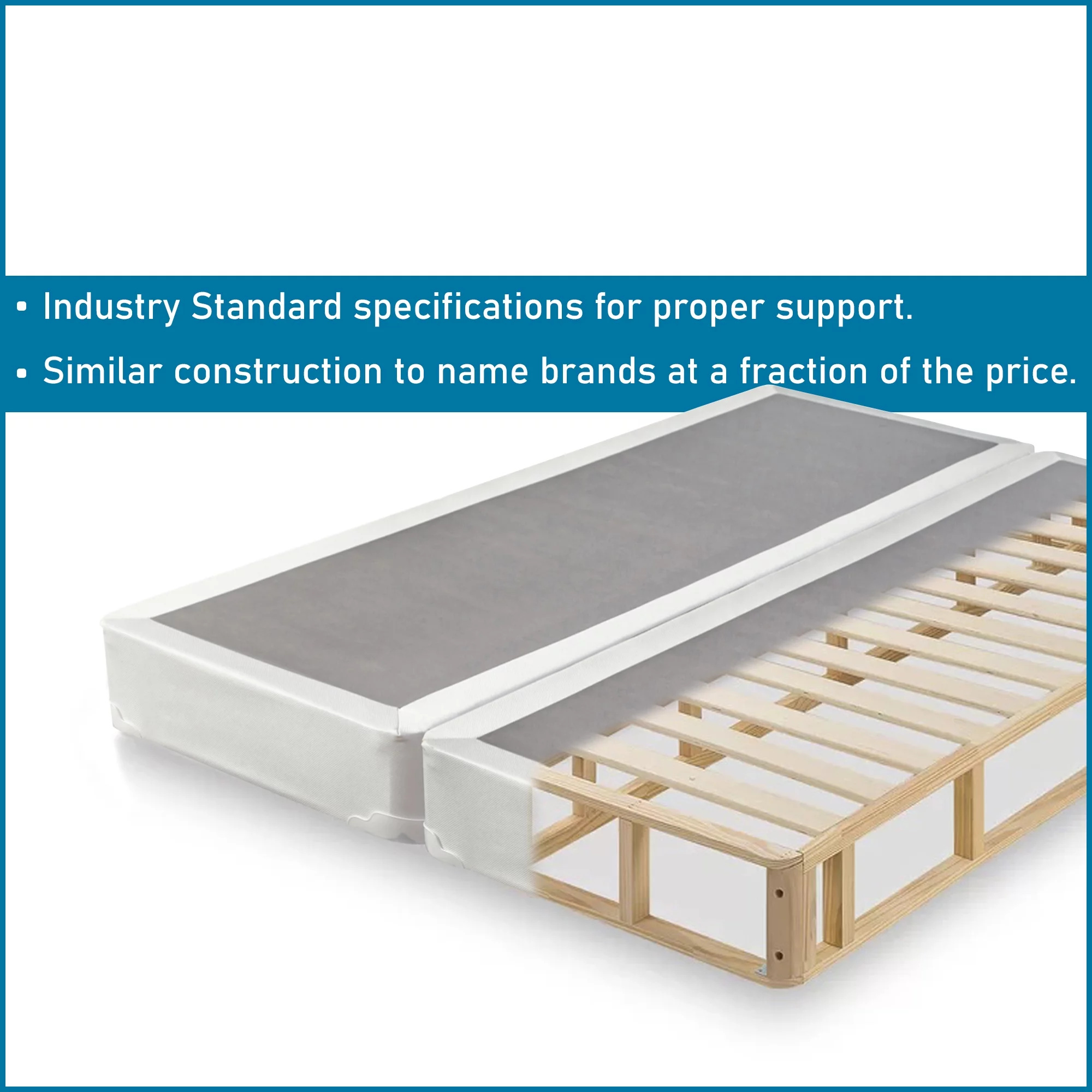 Wayton, 4" Split Fully Assembled Wood Box Spring for Mattress, Twin, White