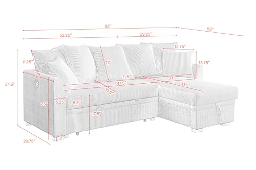 Oversized U-Shaped Sectional Sofa Couch Plush Corduroy Upholstered Modular Deep Seat Sofa&Couch Sectional W/Right Facing Chaise Lounge and 7 Toss Pillows for Home Apartment Living Room Furniture Sets