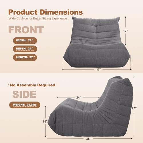 Bean Bag Chair Big Sofa Beanbag Chair for Adults Fireside Chair Bean Bag Lounger with Memory Foam Filled for Home,Apartment or Gaming Venue(Black Plush)