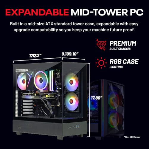 Skytech Azure Gaming PC Desktop, Ryzen 7 9700X 3.8 GHz (5.5GHz Turbo Boost), NVIDIA RTX 4060 8GB GDDR6, 2TB SSD, 32GB DDR5 RAM 6000 RGB, 650W Gold PSU, 360mm ARGB AIO, Wi-Fi, Win 11 Home