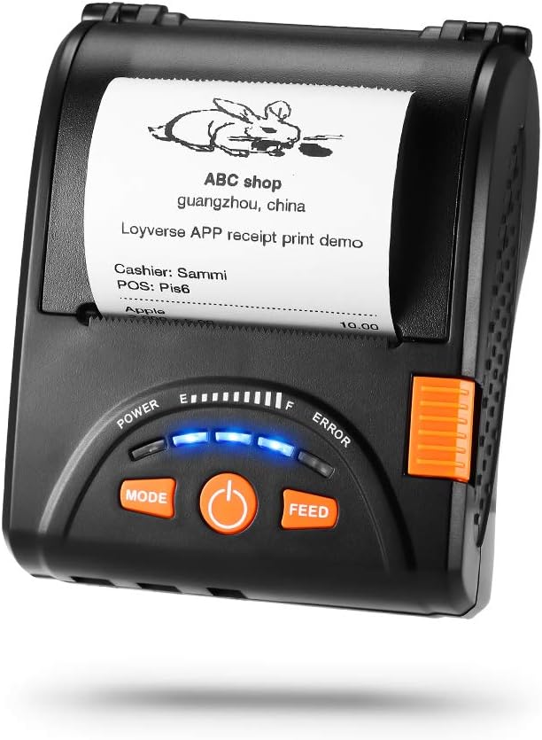 MUNBYN Bluetooth Receipt Printer, 58mm Mini POS Receipt Printer, Android 2 Mobile Thermal Printer, Impresora térmica Printer with Leather Belt for Business ESC/POS, NOT for iOS Devices, NOT Square