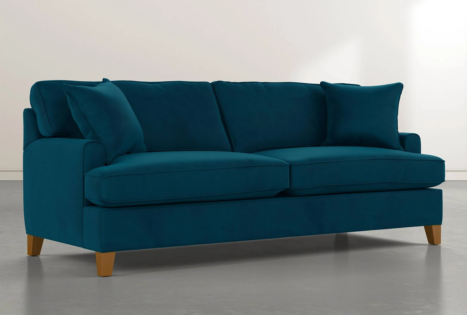 Sofas - Emerson II 88x22 Teal Blue Velvet Sofa - Fabric - 88x22W x 38x22D x 37x22H at Living Spaces