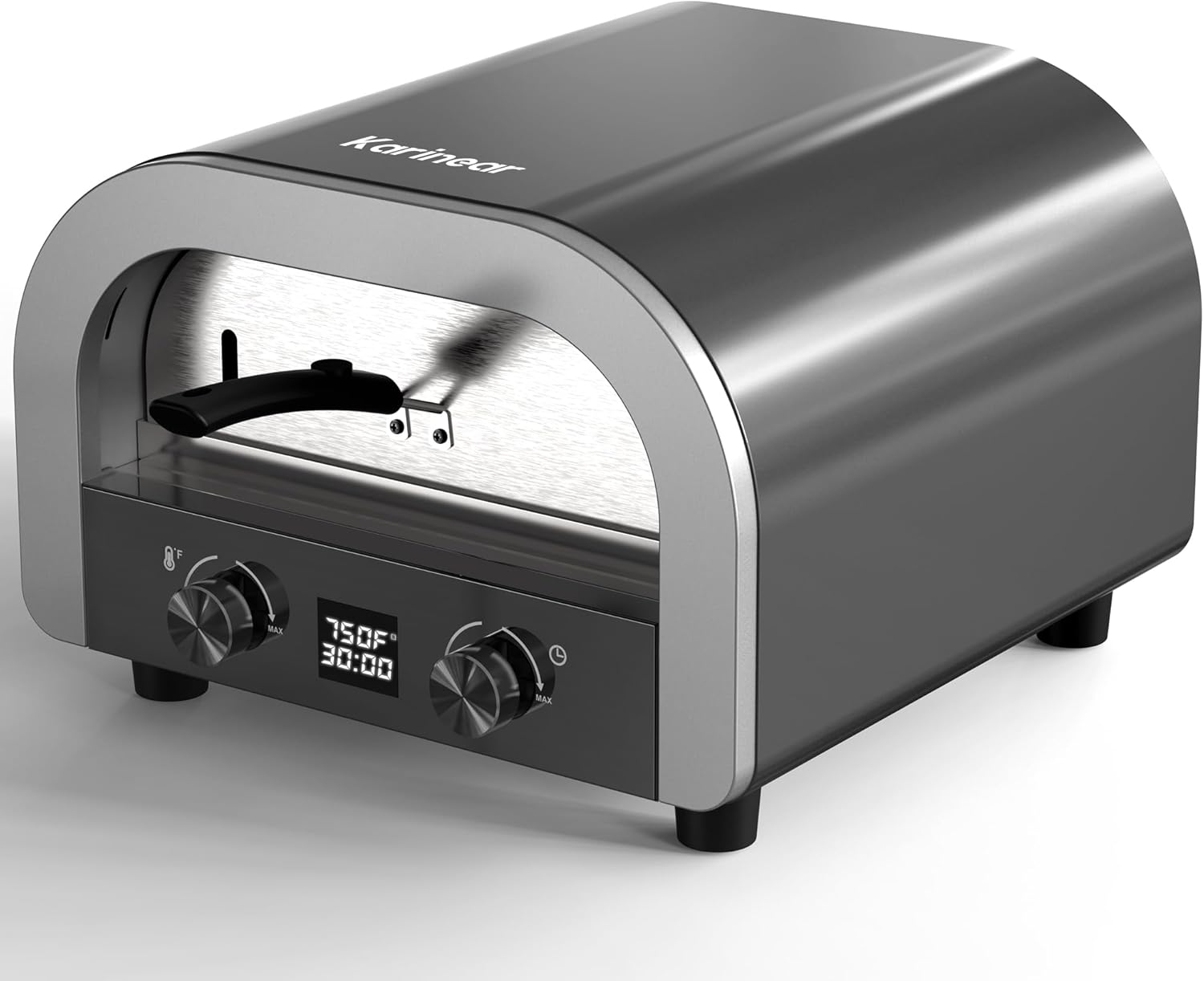 Electric Pizza Oven Indoor - Karinear 13 Inch Pizza Maker Machine for Home, Portable Countertop Pizza Oven Temp Range Reaches 750°F,Stainless Steel,1800W