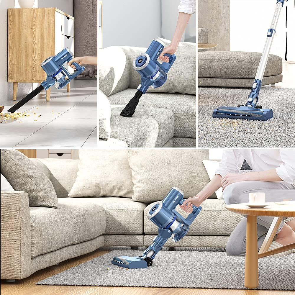 Cordless Vacuum Cleaner with LED Display, 20000Pa Stick Vacuum 4 in 1, Lightweight, Up to 30 Minutes Runtime, for Hardwood Floor, Carpet, Pet Hair, Perfect Cordless Stick Vacuum for Your Family, W200