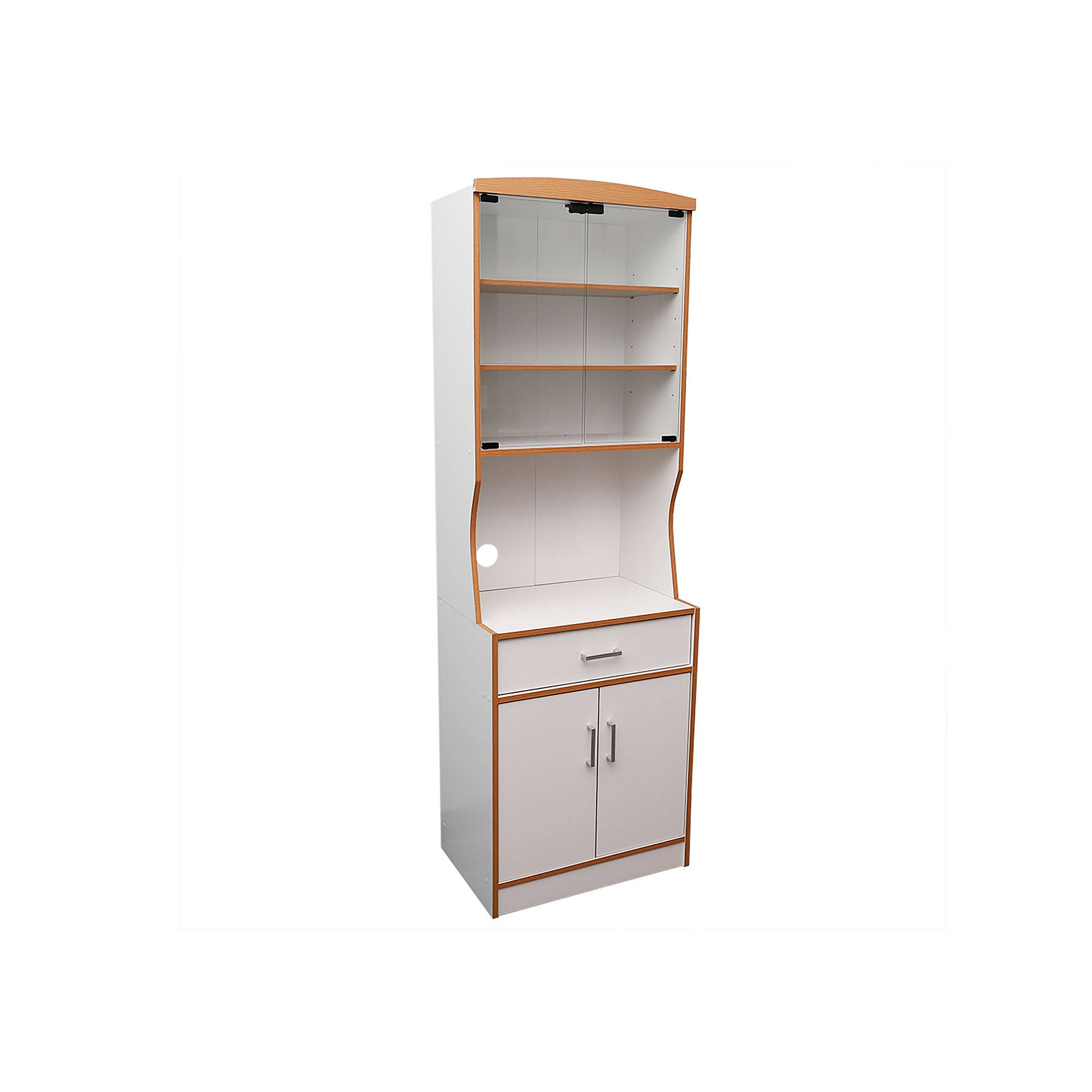 Home Basics Large Wood Microwave Cabinet, White, Cart