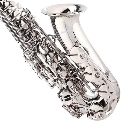 Mendini by Cecilio MAS-N+92D+PB Nickel Plated E Flat Alto Saxophone with Tuner, Case, Mouthpiece, 10 Reeds and More
