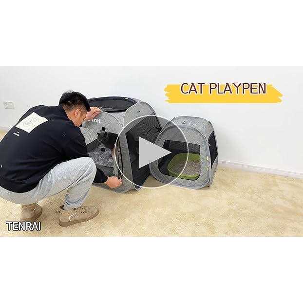 Tenrai Portable Cat Playpen, Trapezoidal Design for Better Standing, Foldable Pet Tent for Indoor and Outdoor Use of Kitten and Puppy - Pet Supplies online store